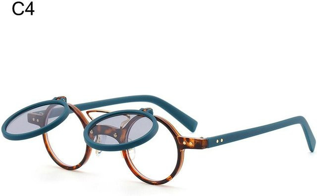 Yiran glasses Steampunk Sonnenbrille, rund, Kunststoff, grau, Damen - Bild 1