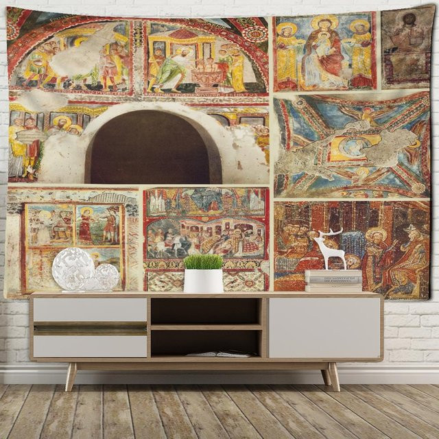 Wandtuch Imperium Romanum mit Motiv König Justinian, Retro Wandbild im Boho-Stil, Mehrfarbig, Breite: 95 cm, Höhe: 70 cm - Bild 1