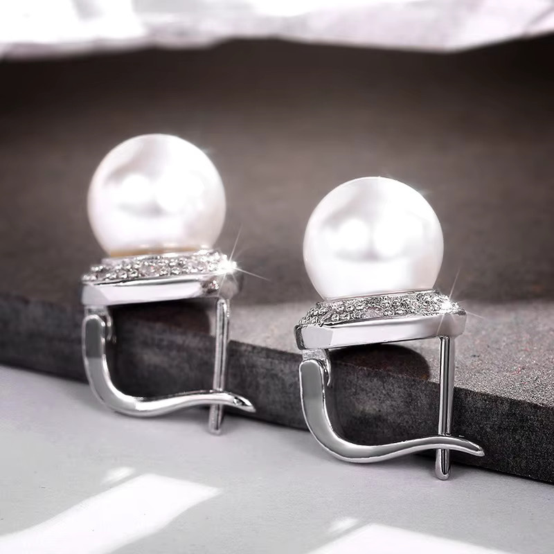 Huitan Ohrringe, Silber Farbe, Imitation Perle, Damen - Bild 2