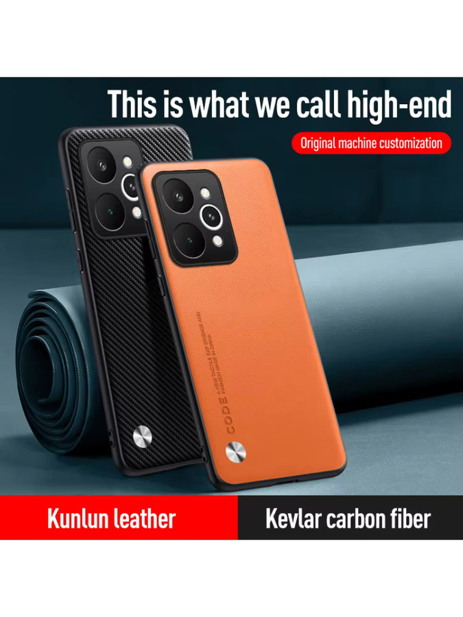 EUCAGR Luxus PU Leder Handyhülle für Realme P4 Power in Schwarz und Orange - Bild 3