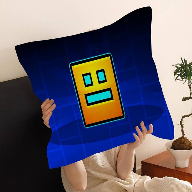 JMG Clothing Geometry Dash Videospiel Kissenbezug, Blau, B/T/H: 35 x 35 x 0 cm - Bild 1