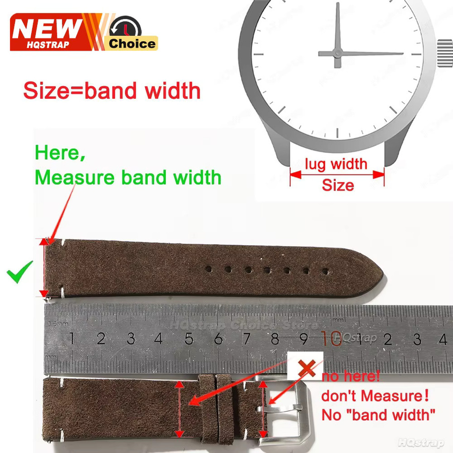 HQstrap Uhrenarmband Leder, Wildleder, 20mm 22mm, Unisex - Bild 4