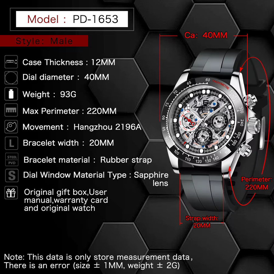PAGANI DESIGN Armbanduhr, Automatik, Schwarz, Saphirglas, Herren - Bild 6
