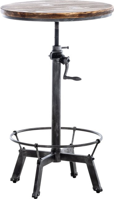 TPFLiving Stehtisch Mali rund in Antik Silber und Braun aus Holz und Metall, Höhe: 59 cm, Durchmesser: 59 cm - Bild 1