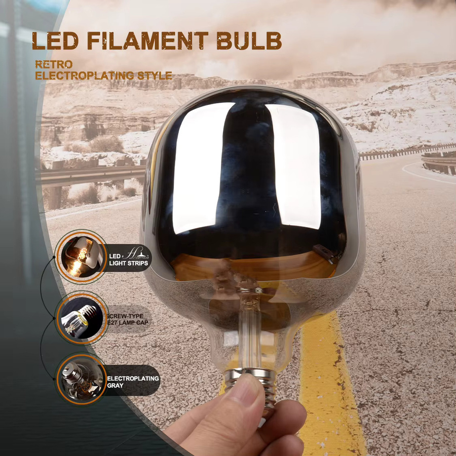 LIGHT HOUSE LED-Spiralglühbirne E27 in Spiegelgrau mit warmweißem Licht 2700K, 5W, 220-240V - Bild 4