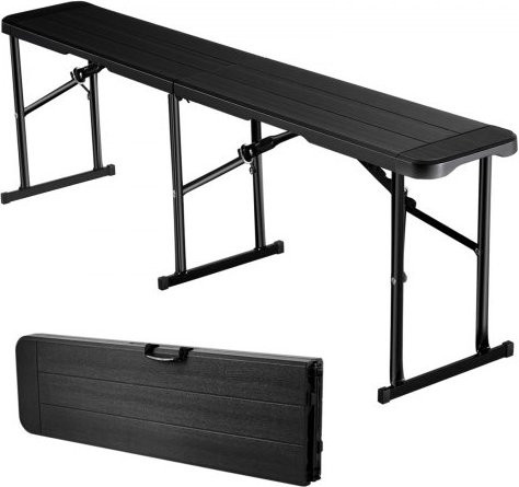 VEVOR Klappbare Picknickbank aus HDPE, Tragbare Gartenbank für Indoor und Outdoor, Schwarz - Bild 1