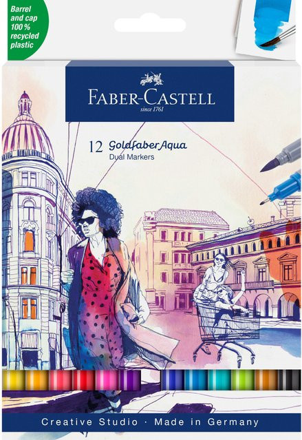 Faber Castell Goldfaber Aqua Dual Marker Set Multicolor mit Brush und Ink Spitze - Bild 1