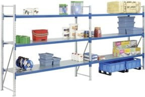 Bito Weitspannregal Set F3 Grundfeld mit 4 Ebenen aus Stahl in Enzianblau, H x B x T: 250 x 180 x 80 cm - Bild 1