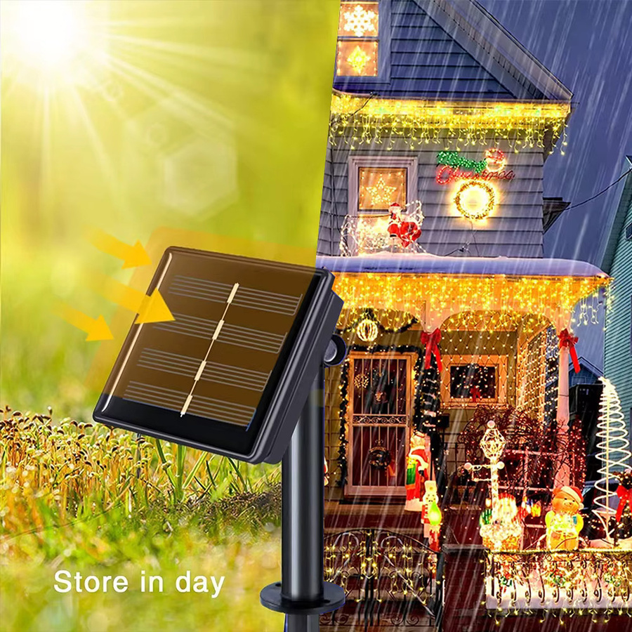 WELPUR Solar Eiszapfen Lichtkette mit 160 LEDs, 7,5 m Länge für Outdoor, Traufe, Garten und Weihnachtsdekoration - Bild 3