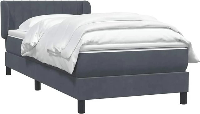 vidaXL Boxspringbett mit Matratze aus Samt in Dunkelgrau, B/T/H: 80 x 210 x 78 cm - Bild 1