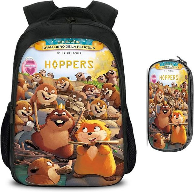 Hoppers Kinder Schulrucksack Set mit Federmäppchen in Multicolour mit zwei Fächern und Cartoon-Design - Bild 1