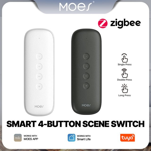 Tuya ZigBee Smart 4-Tasten-Szenenschalter in Grau, kabellose Fernbedienung für 12 Szenarien und Automatisierung - Bild 1