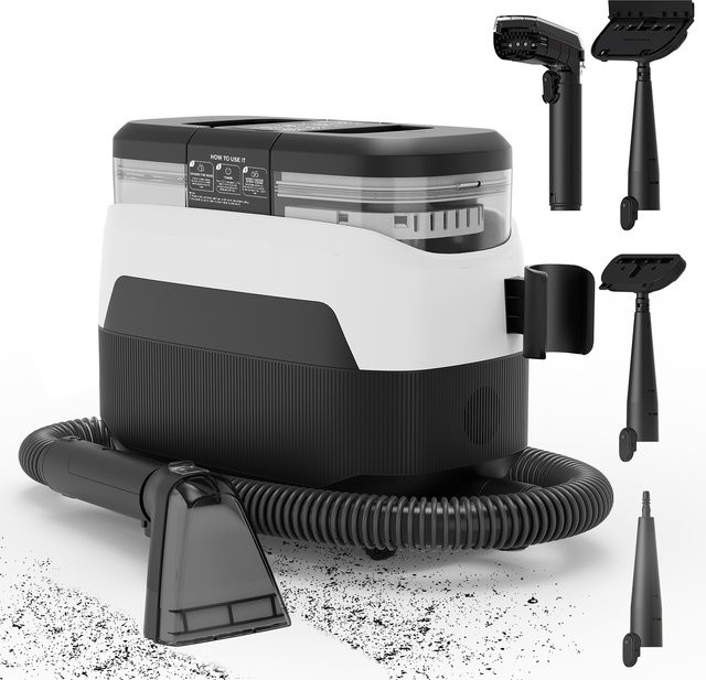Teendow C6 MAX Tragbarer Teppichreiniger in Weiß mit 1650W und 12Kpa Saugkraft, Multifunktionaler Hochtemperatur-Dampfteppichreiniger mit Doppelwassertank und Fleckenreiniger-Funktion - Bild 1