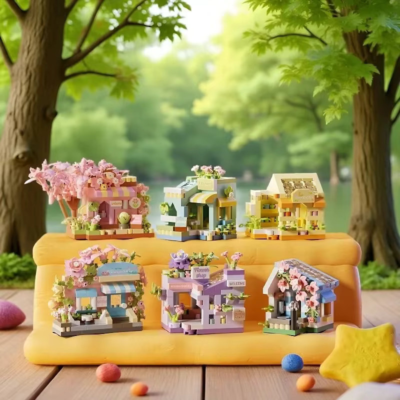 BEAST KINGDOM Mini-Stadtansicht-Bausteine, Blumenladen- und Lebensmittelhaus-Modell, Lernspielzeug - Bild 2