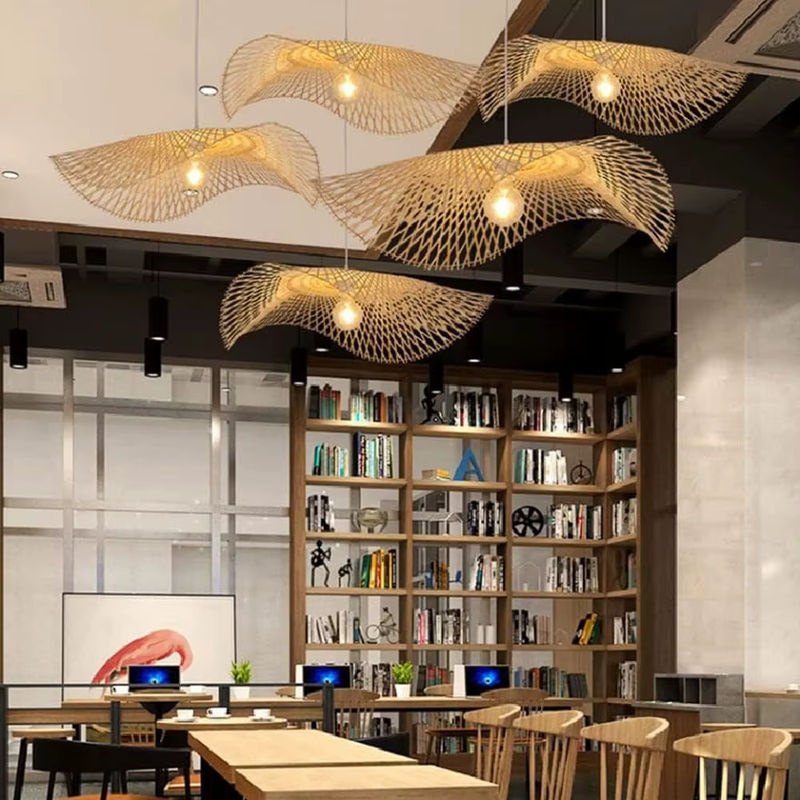 JOYINLED Bambus-Pendelleuchte aus Holz in Braun, handgefertigte dimmbare Deckenleuchte für das Esszimmer im Landhausstil - Bild 5