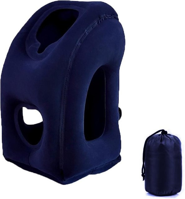 Binchi Outdoor Product Tragbares aufblasbares Reisekissen mit Nackenstütze in Blau - Bild 1