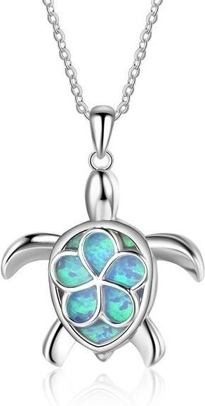 YIRAN Jewelry Halskette, Schildkröte Anhänger, Blau, Kristall, Damen, 60cm - Bild 1
