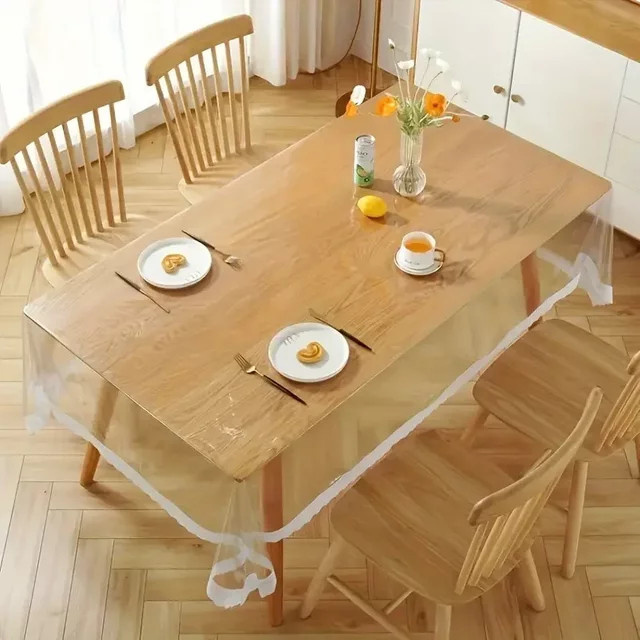 Transparente Tischdecke aus PVC, ölbeständige und geruchlose Wischtischdecke für Esstische, Partys oder Camping - Bild 1