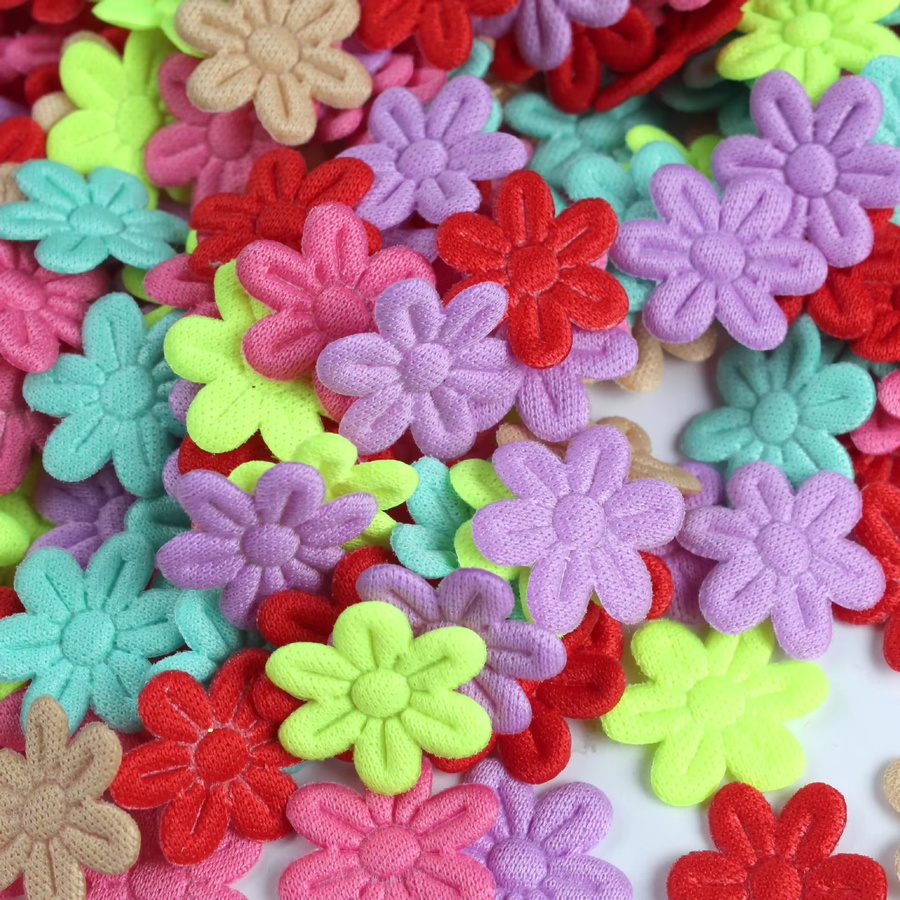 100 Stück Filz Stoff Patches in Blumenform für DIY Näharbeiten und Handwerk, Mehrfarbig - Bild 2