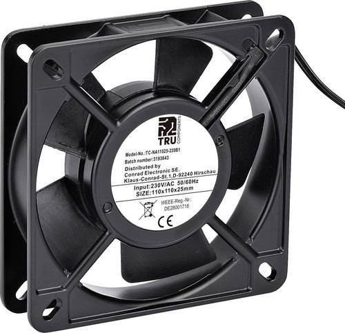 TRU COMPONENTS TC-NA11025-230B1 Axiallüfter Schwarz, 230 V/AC, 100 m³/h, B/T/H: 110 x 110 x 25 mm - Bild 1