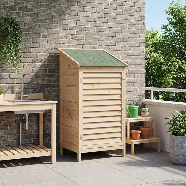 VD Home Furnishing Gartenschuppen aus massivem Fichtenholz in Natur, B/T/H: 59 x 56 x 113,5 cm - Bild 1