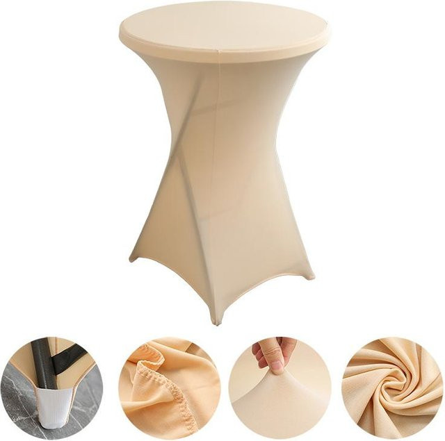 ChicFashion 5er Set elastische Stretch Tischdecke für Cocktailtische in Champagner Beige, Spandex Tischhülle für Party und Hochzeit - Bild 1