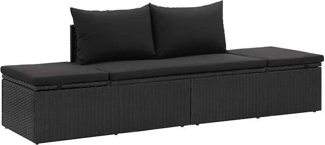 Furnicato Poly Rattan Lounge Bett Schwarz, verstellbar, B/T/H: 195 x 60 x 60 cm - Bild 1