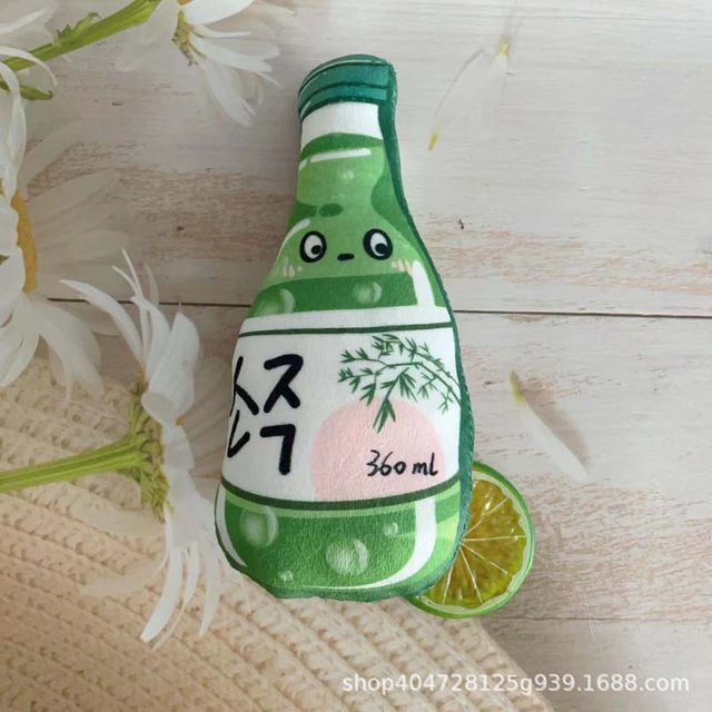Super Six Bier Champagnerflasche Stofftier, bissfest, mit Geräusch - Bild 1