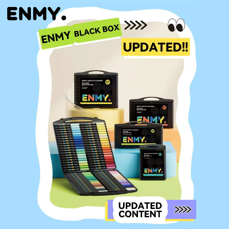 enmy Black Box Acryl-Marker Set mit flüssiger Farbe und Papier, bunter Malstift mit weichem Bullet-Kopf für DIY-Projekte, 24–80 Farben - Bild 2