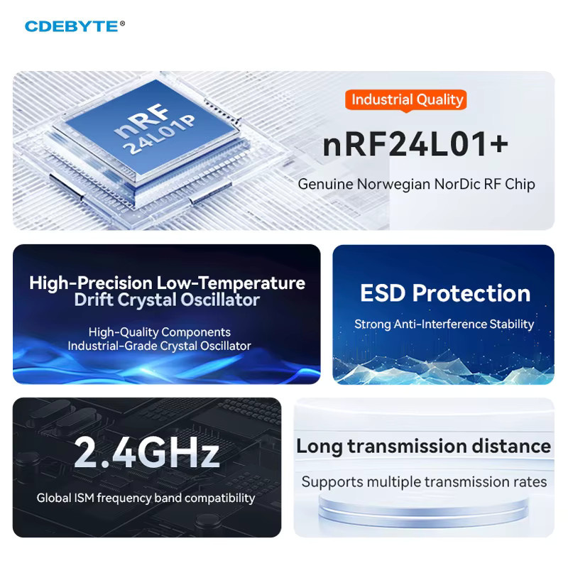 CDEBYTE E01-Serie nRF24L01P 2,4 GHz Wireless RF Sender Remote Modul mit ESD-Schutz und 5 km Reichweite für IoT und Smart Home - Bild 2