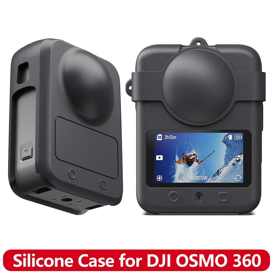 DJI Osmo 360 Action-Kamera Silikonhülle mit Objektivabdeckung und Schutzkappe in Schwarz - Bild 3