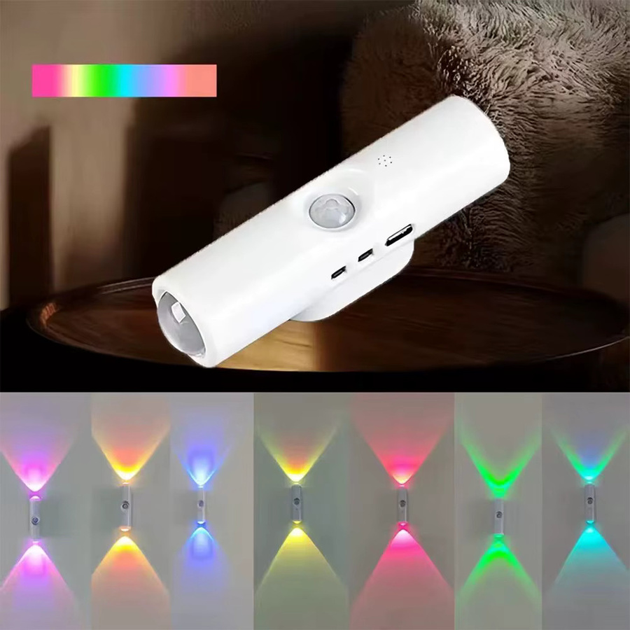 Runtowo USB wiederaufladbares LED-Nachtlicht mit Bewegungsmelder und RGB-Beleuchtung in Weiß - Bild 4
