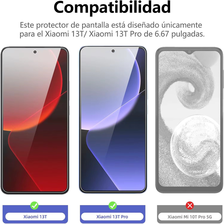 Leeshionz Displayschutzfolie aus gehärtetem Glas für Xiaomi 13T Pro, transparent, Ultra HD, 9H+ Härtegrad und Anti-Fingerabdruck-Beschichtung - Bild 2