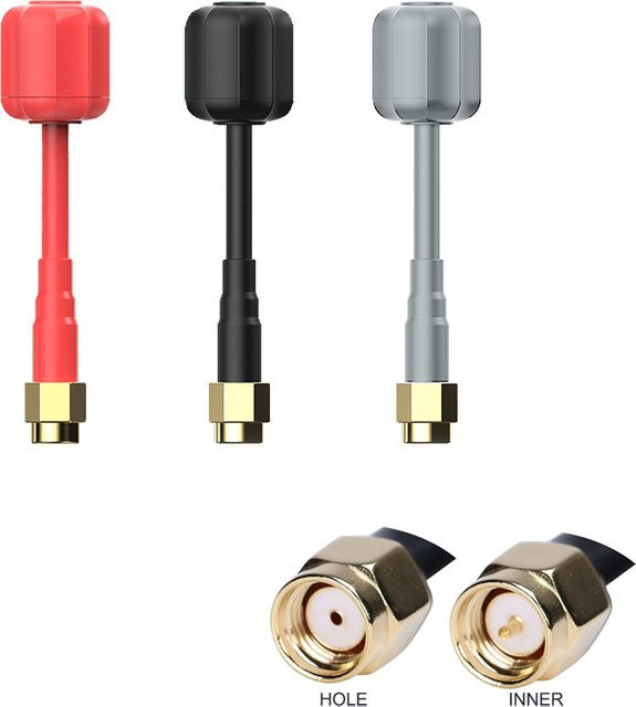 U-Angel-1988 Mini Lollipop FPV Antennen Set 2 Stück, High Gain RHCP, SMA/RPSMA Anschluss für RC Racing Drone, Grau - Bild 1