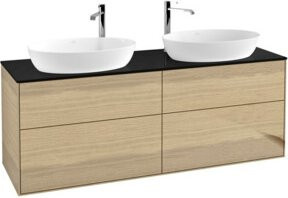 V&B Waschtischunterschrank Finion in Oak Veneer, Braun matt, Breite: 160 cm, Tiefe: 50,1 cm - Bild 1