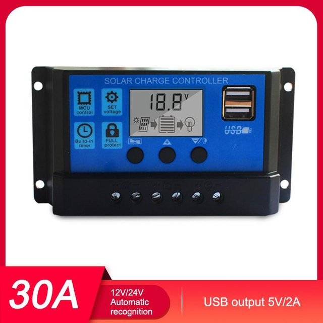 Sola PWM Solarladeregler 30A mit LED-Anzeige für 12V/24V in Blau - Bild 1