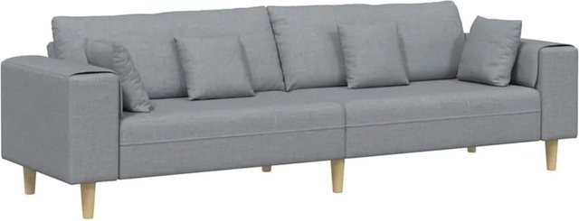 vidaXL Sofa in Hellgrau mit Kissen aus Stoff, B/T/H: 250 x 77 x 76 cm - Bild 1