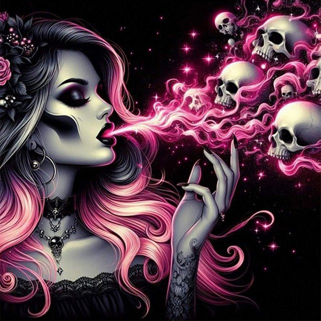 EverShine 5D-Diamant-Malerei-Set Totenkopf-Porträt für Erwachsene, Mosaik-DIY-Stickerei in Multicolour, Halloween-Dekoration - Bild 1