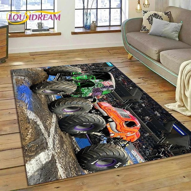 Karpetti Monster Jam Cartoon Teppich für Kinderzimmer und Wohnzimmer, Mehrfarbig, B/T: 120 x 100 cm - Bild 1