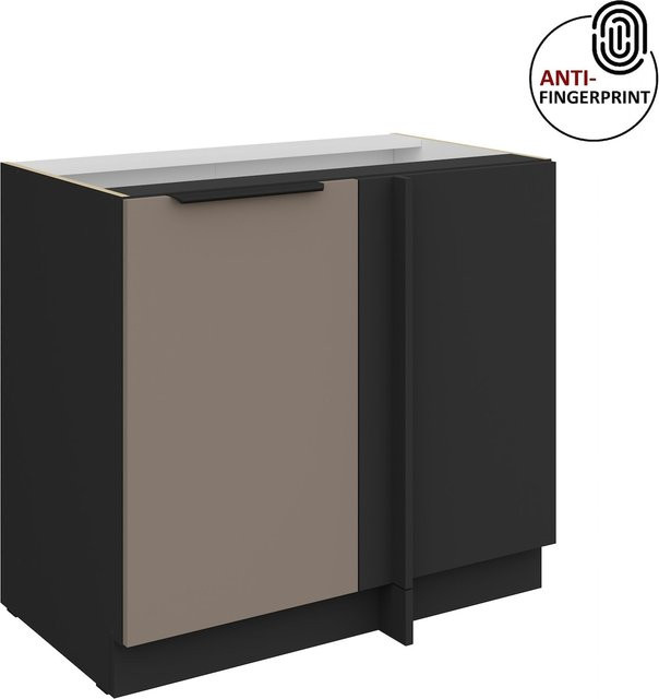 Küchen Eckschrank ARIA in Sandgrau matt mit Anti-Fingerprint-Beschichtung, Breite: 105 cm - Bild 1