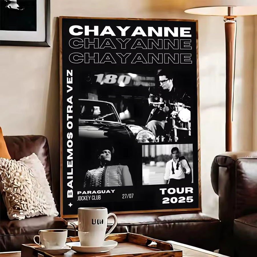 Singer C-Chayanne Poster Wandkunst-Aufkleber in Schwarz, wasserfeste und selbstklebende Wanddekoration, B: 20,0 cm, H: 15,0 cm - Bild 5