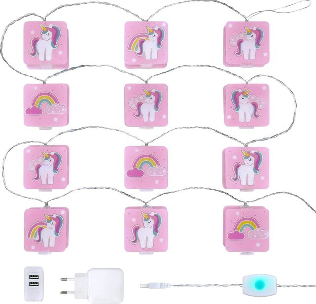 Dalber LED Lichterkette Unicorns Einhörner in Pink mit USB-Anschluss - Bild 1