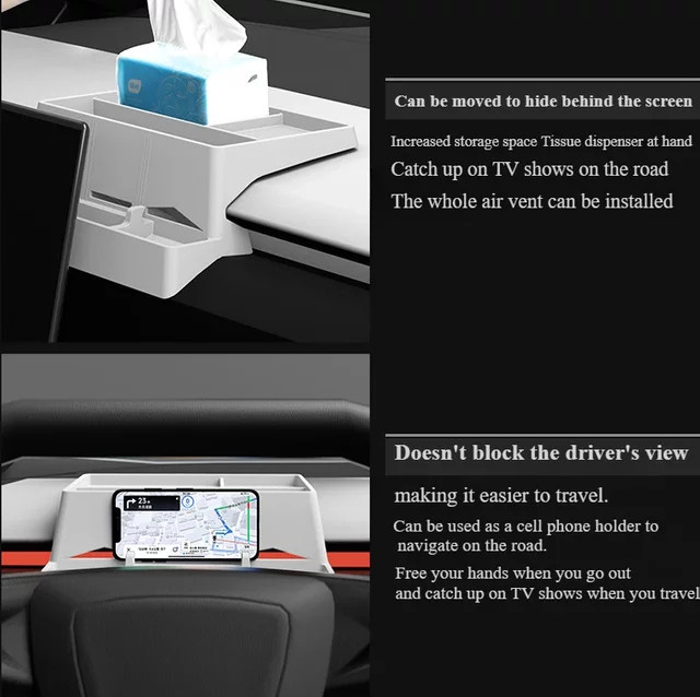 Dashboard Organizer für Tesla Cybertruck 2024-2025 mit Taschentuchhalter und Anti-Slip Matte für dein Auto - Bild 1