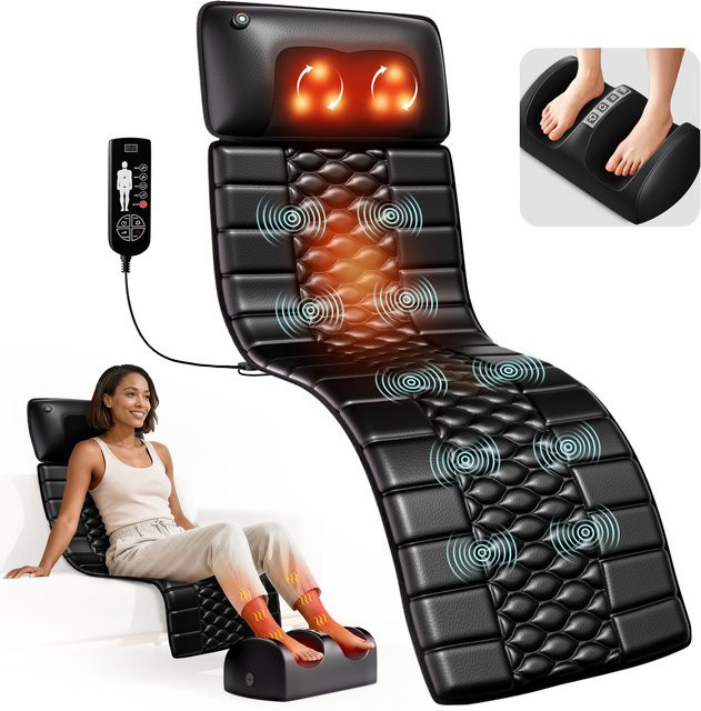 HIMOUTA Shiatsu Ganzkörper-Massagematte mit abnehmbarem Massagekissen in Schwarz zur Schmerzlinderung für Rücken, Nacken und Beine - Bild 1