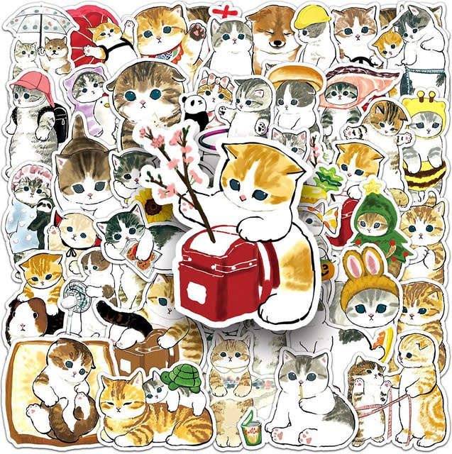 Rspctou Cartoon-Katzen-Graffiti-Aufkleber, Bunt / Mehrfarbig - Bild 1