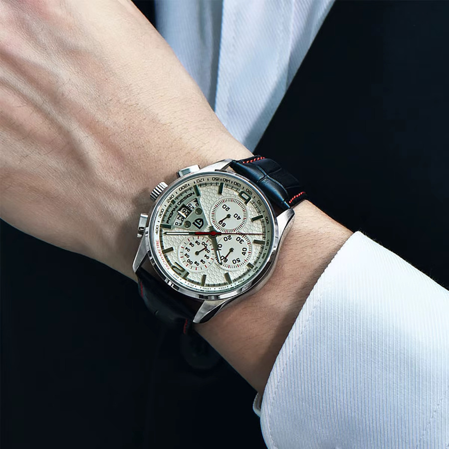 PAGANI DESIGN Chronograph, Quarz, Edelstahl, Leder, Herren - Bild 2