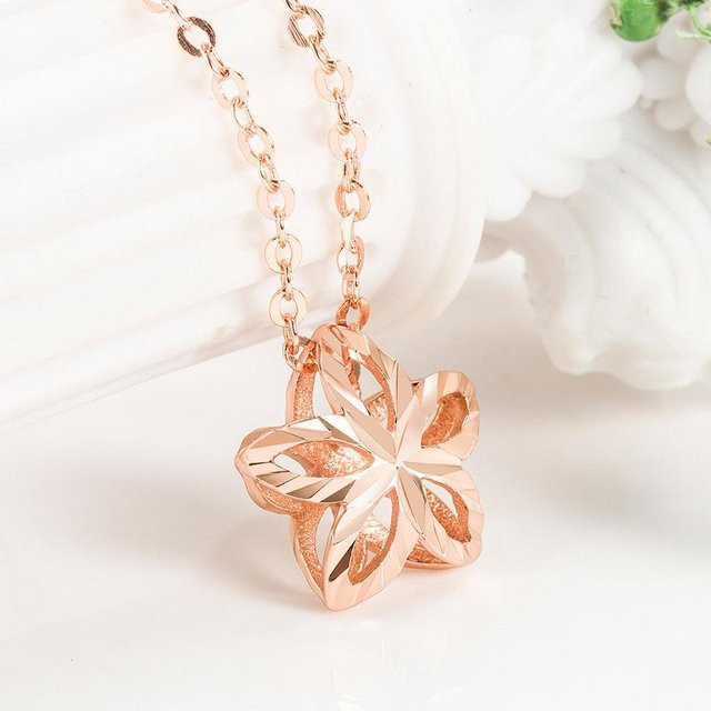 Lucky Star Jewelry Halskette, Pentagramm, Blatt, Kupfer, Roségold, Damen - Bild 1
