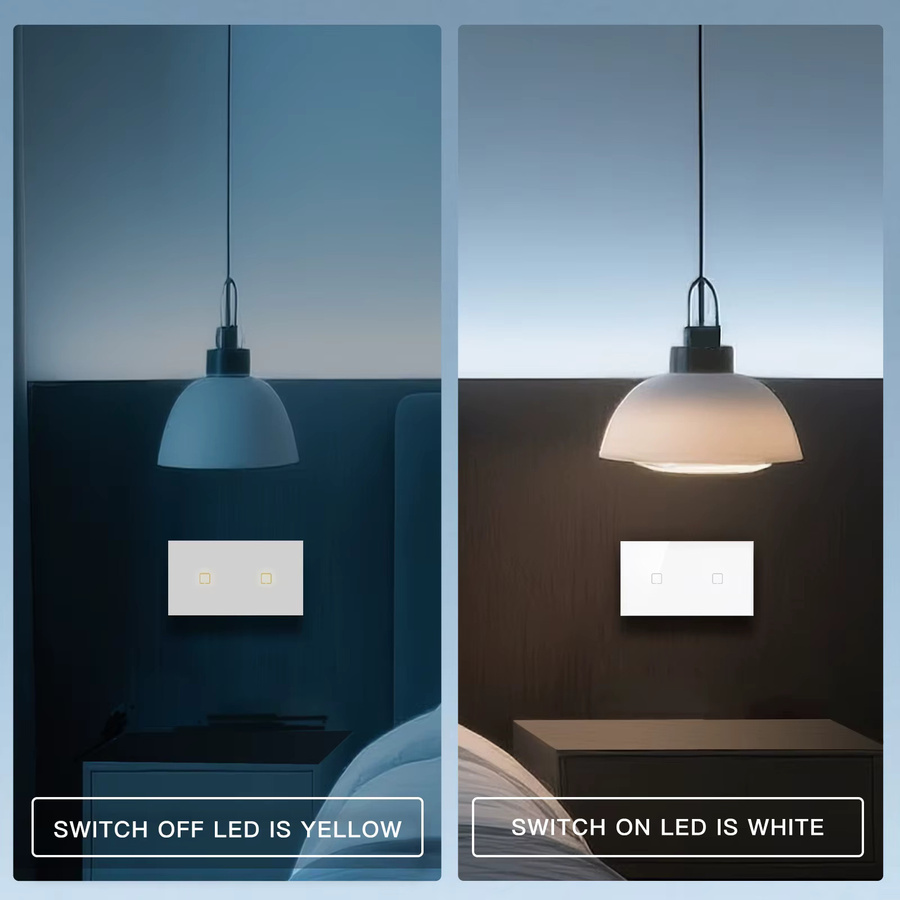 BSEED E-Serie WLAN Touch-Wandschalter mit gelber Hintergrundbeleuchtung, 10A, Weiß, kompatibel mit Tuya Smart Life und Alexa App-Steuerung - Bild 4