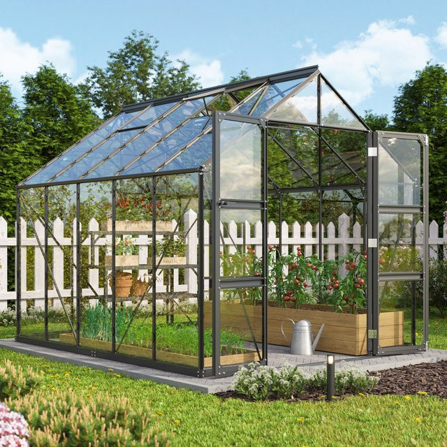 Vitavia Gewächshaus Domus 8300 in Schwarz mit Einscheibensicherheitsglas und Doppelschwingtür, 8,3 m² - Bild 1