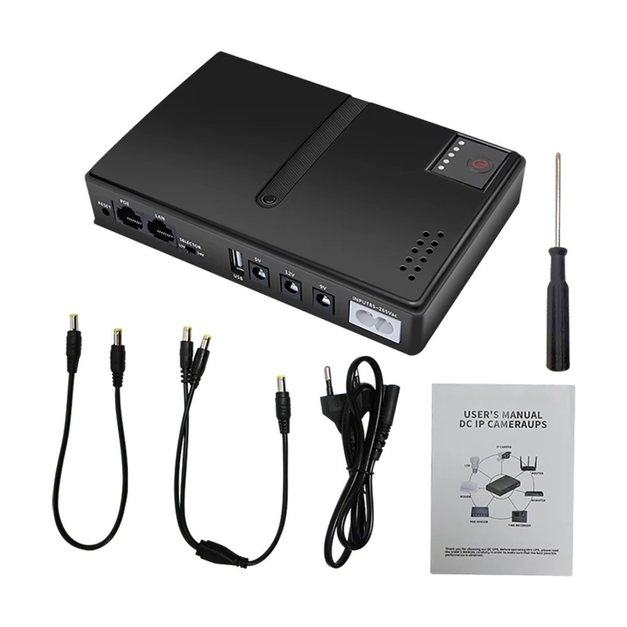 Aideepen 1018L Backup-DC-USV-Netzteil für Router und Telefon in Schwarz mit Multi-Spannungsausgang 5 V, 9 V, 12 V - Bild 5